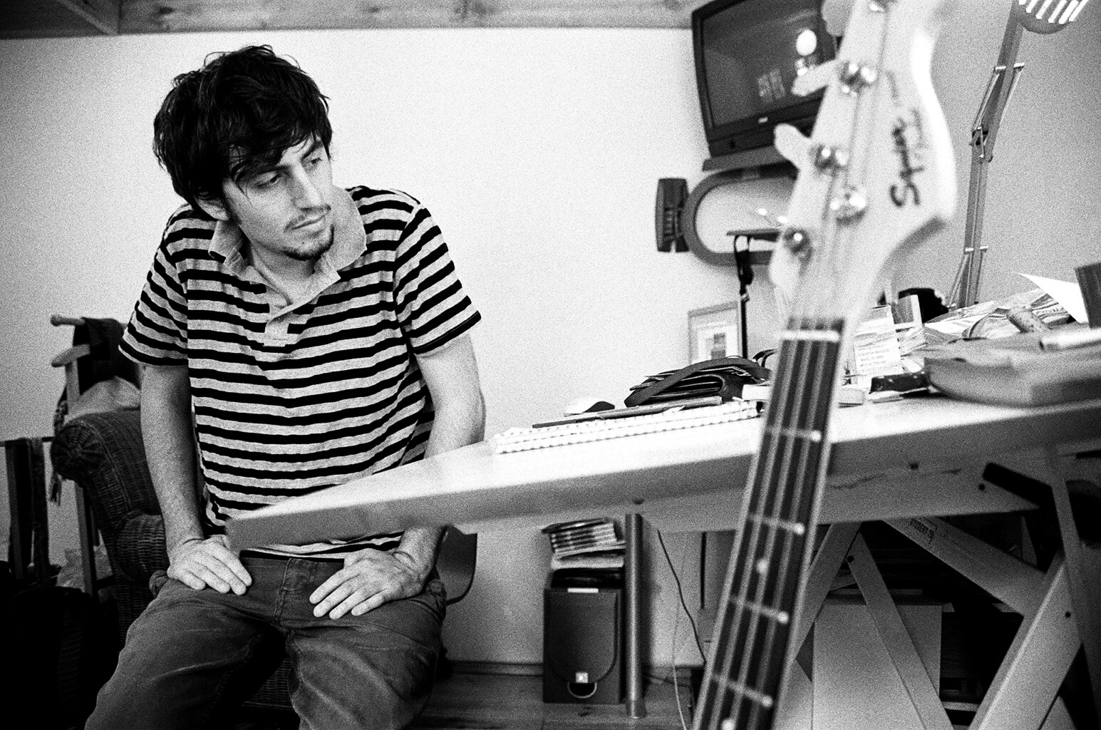 Juval Haring, analog black and white musician portrait by Michal Shanny