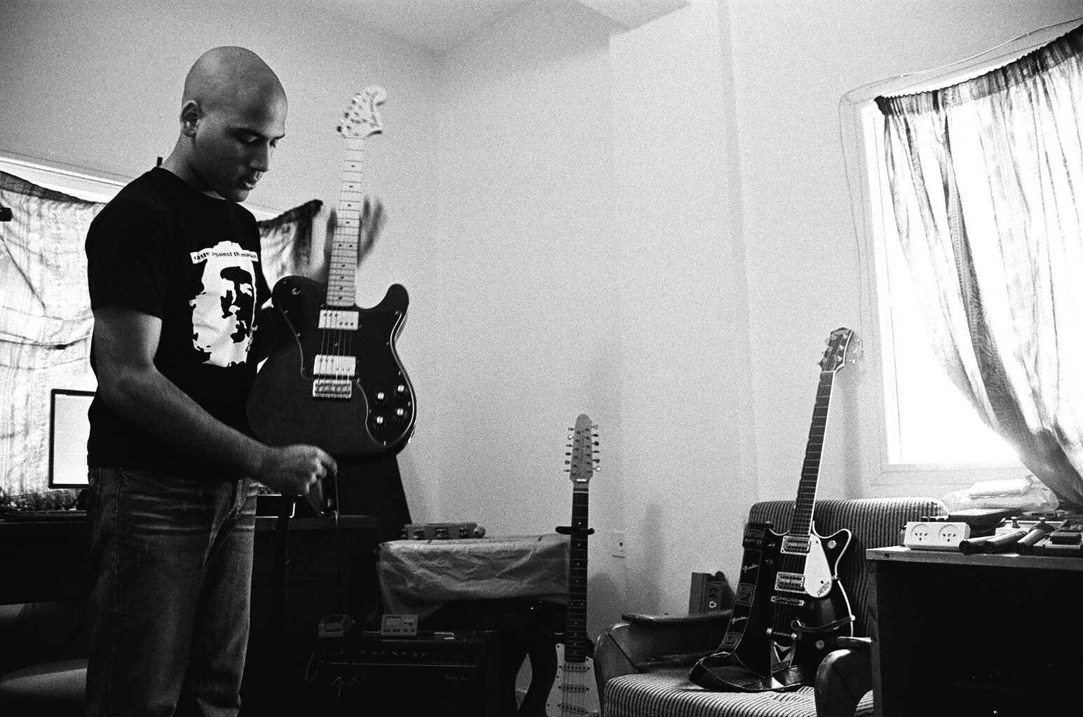 Ron Bunker, analog black and white musician portrait by Michal Shanny