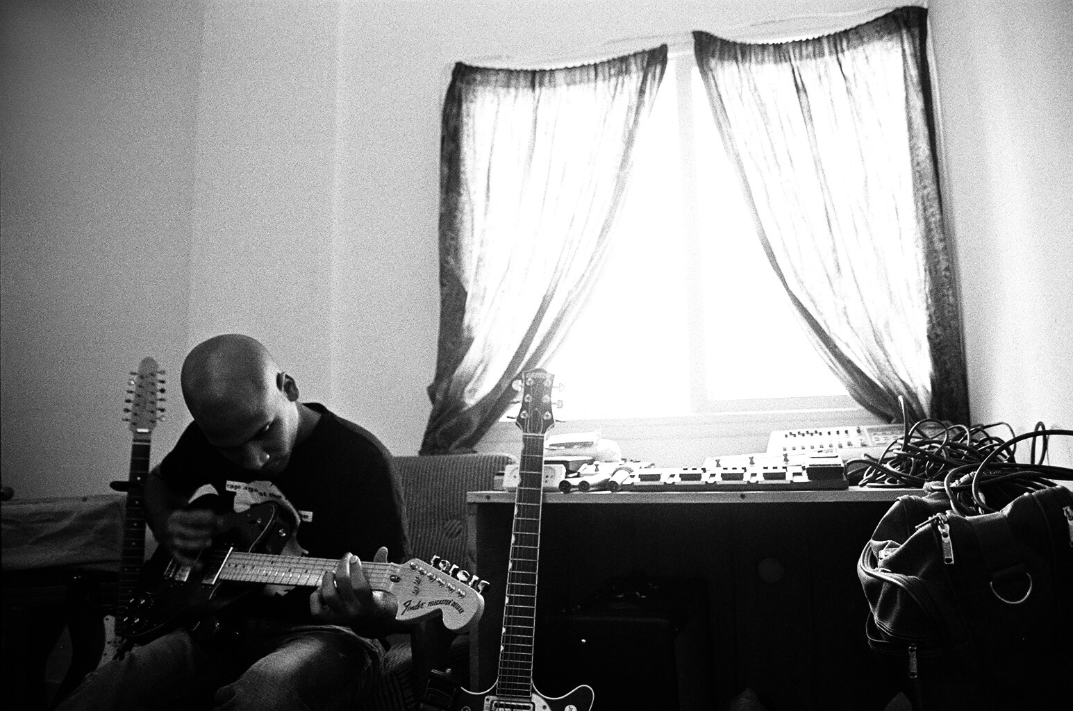 Ron Bunker, analog black and white musician portrait by Michal Shanny