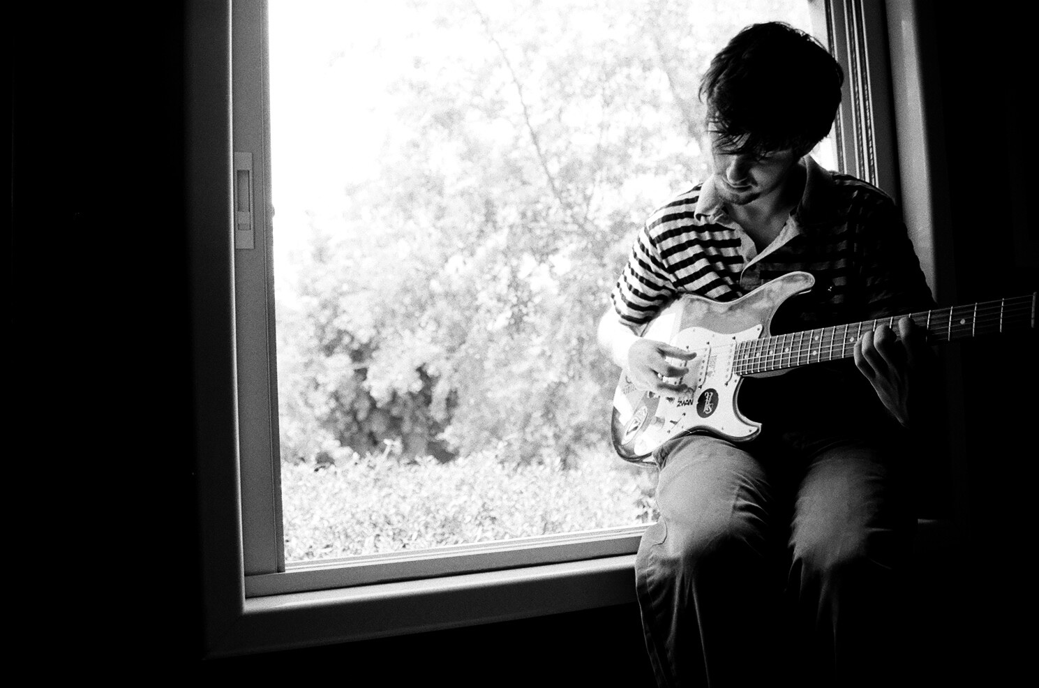 Juval Haring, analog black and white musician portrait by Michal Shanny