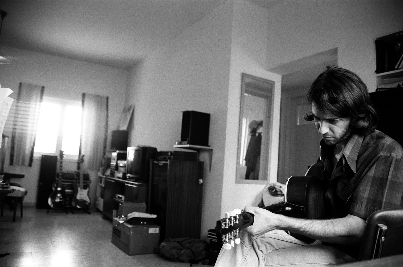 Geva Alon, analog black and white musician portrait by Michal Shanny