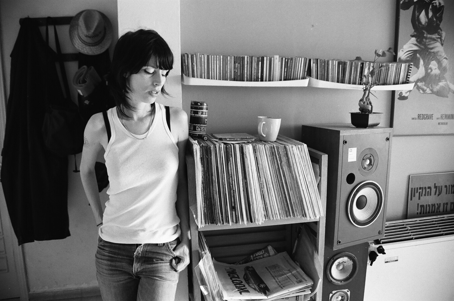 Sharon Kantor, analog black and white musician portrait by Michal Shanny
